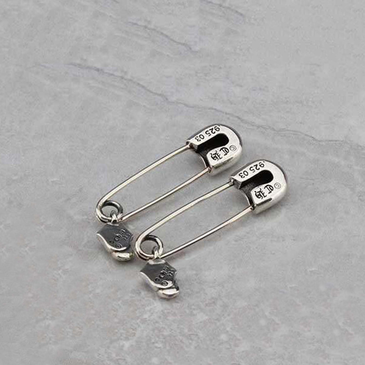 Chrome Hearts Gothic Cross & Tongue Clip Earring, CH Sterling Silver Punk Statement Jewelry