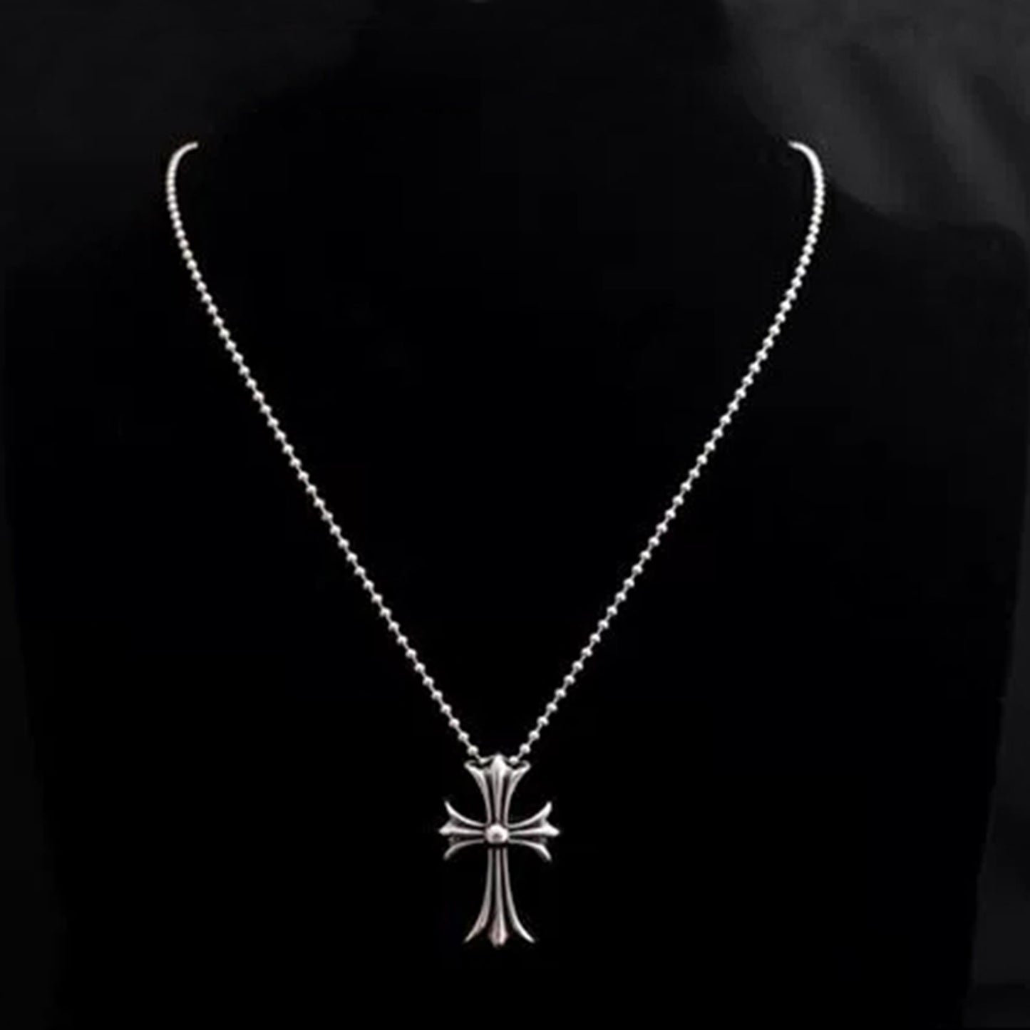 Chrome Hearts Style Necklace Pendant, Medium Gothic Cross Sterling Silver Pendant, Punk Statement Charm