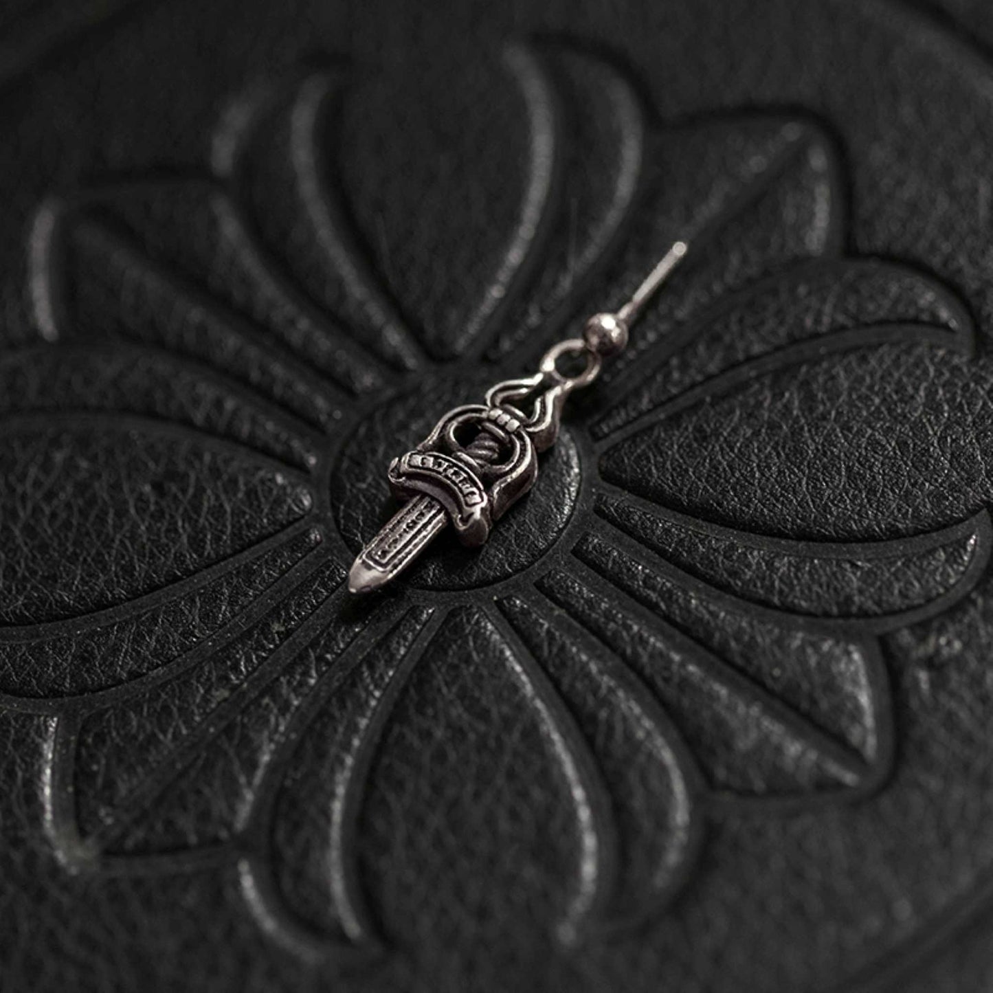 Chrome Hearts Gothic Dagger Earrings, 925 Silver Punk Statement Earrings