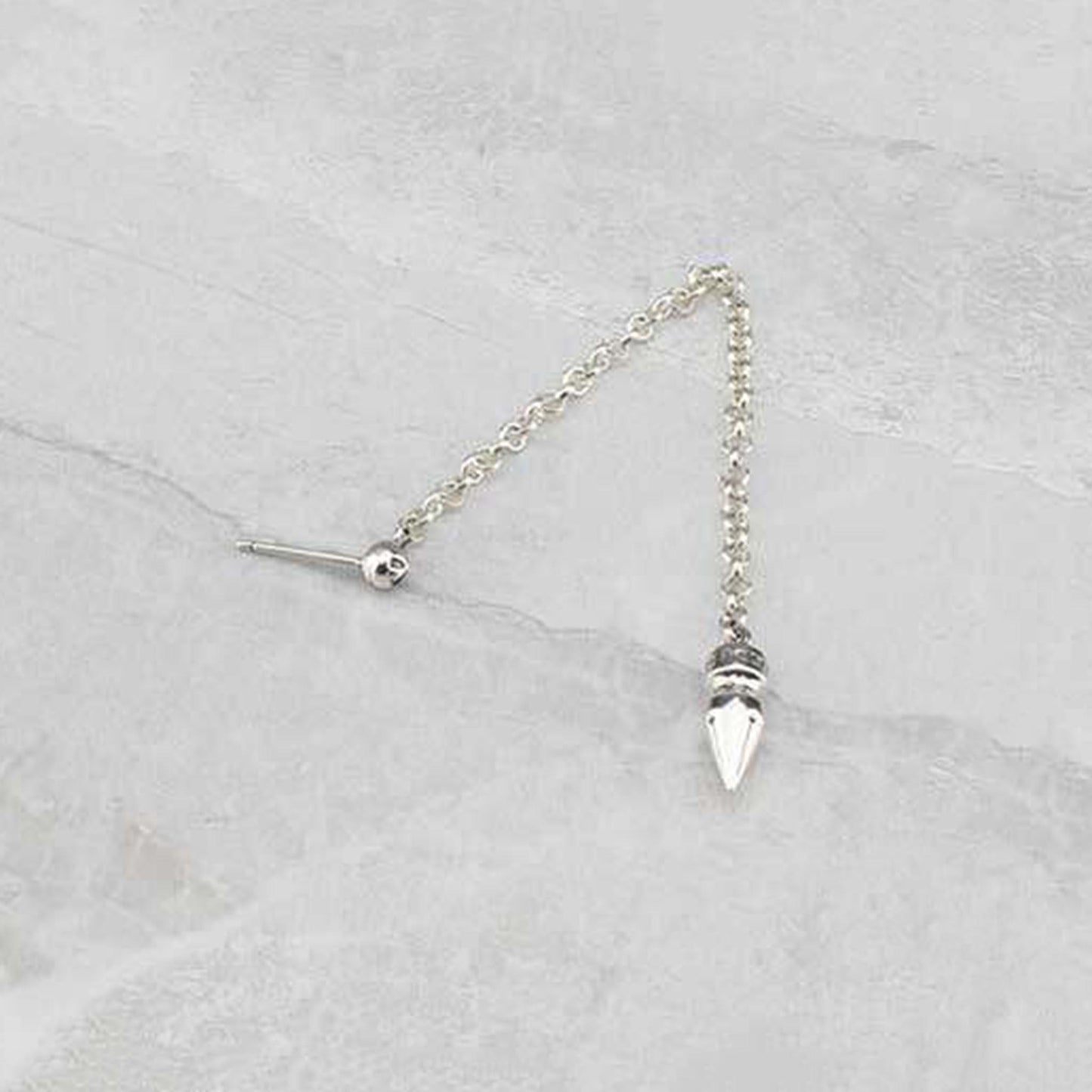 Chrome Hearts Bullet Pendant Long Chain Earring, CH Sterling Silver Punk Statement Earrings