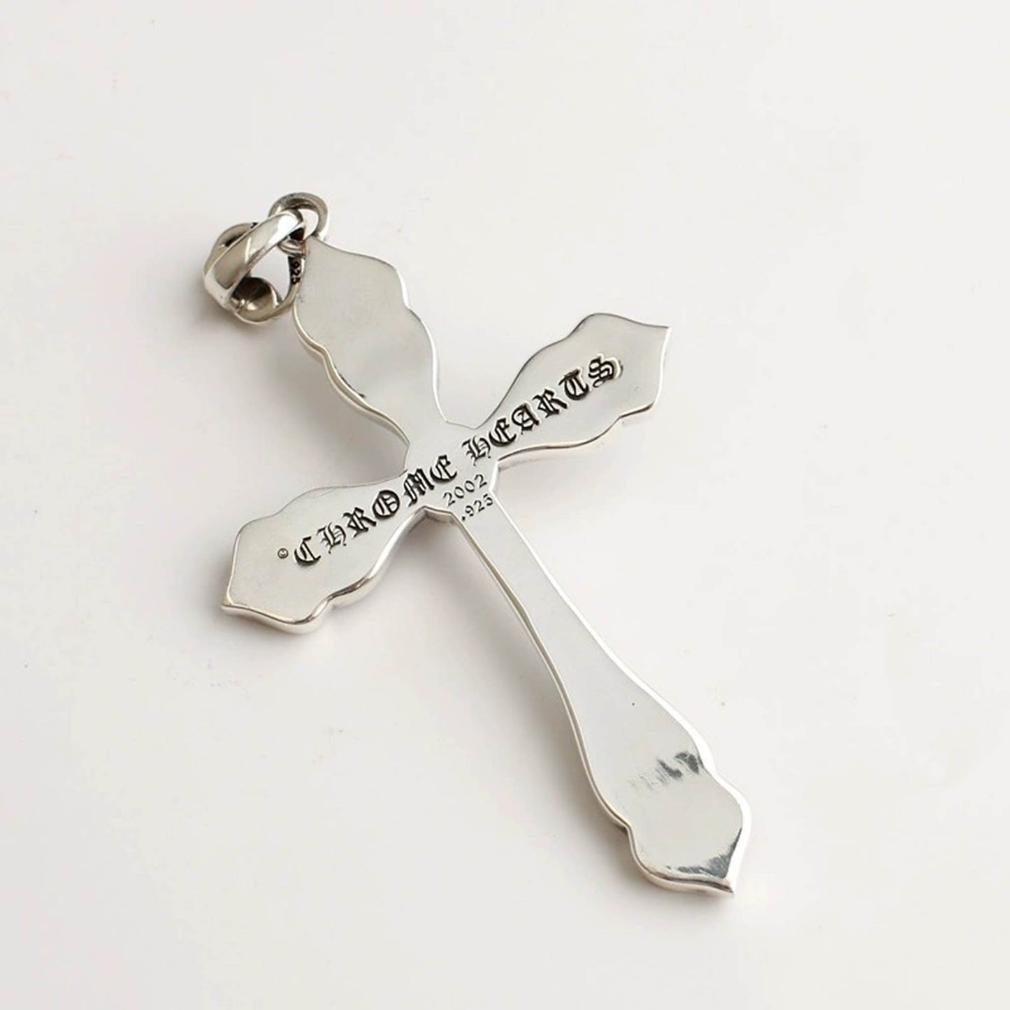 Chrome Hearts Large Flower-shaped Cross Necklace Pendant, Sterling Silver Statement Gothic Cross Charm