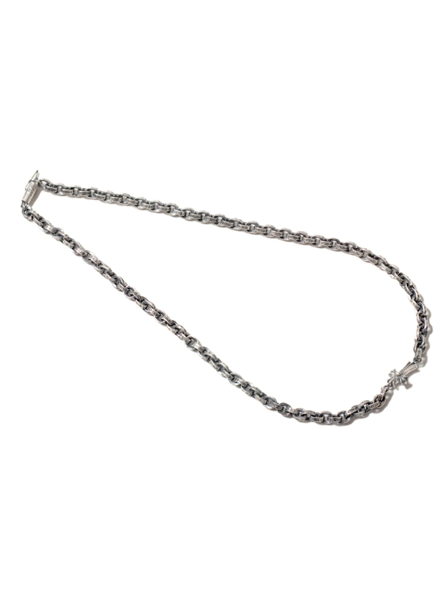 Chrome Hearts Cross Babyfat Charm with Paper Chain Necklace, 925 Silver Letters Chain Necklaces