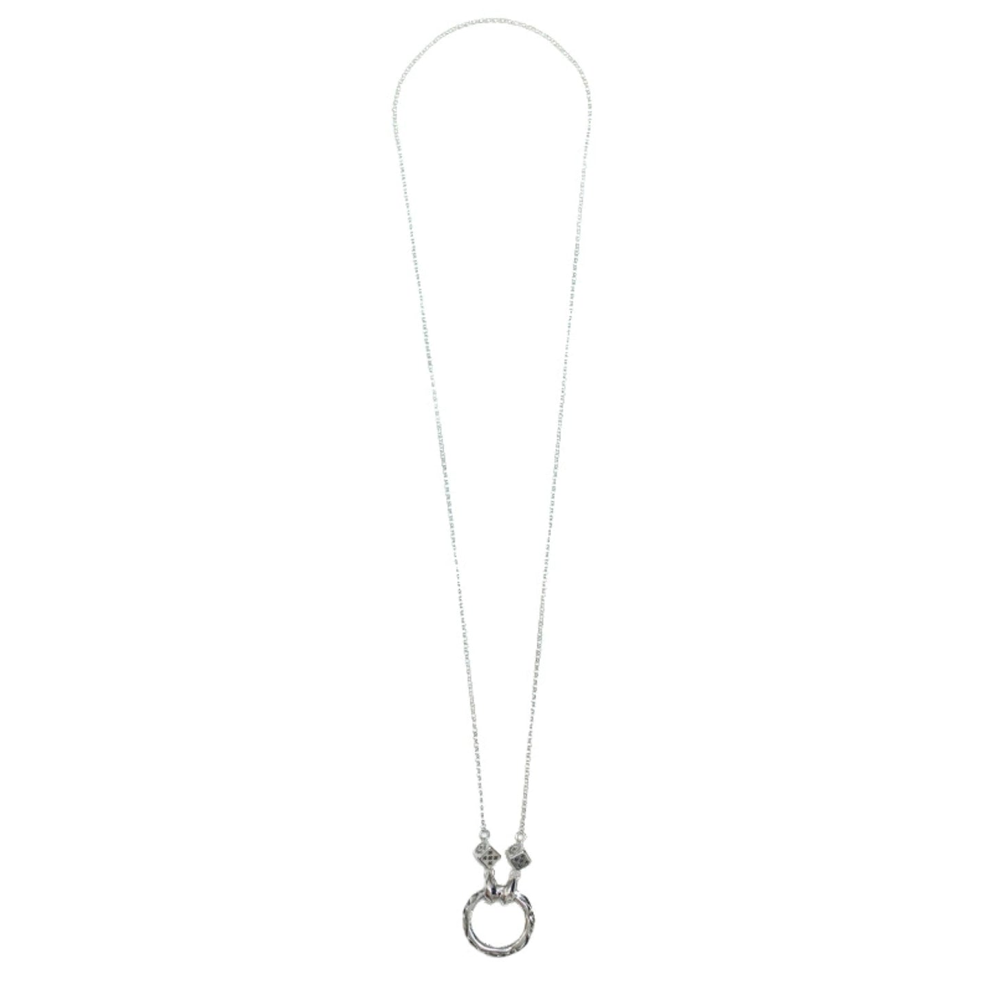 Chrome Hearts Silver Dice Roll Chain Necklace, 925 Silver Punk Statement Necklace with Pendant