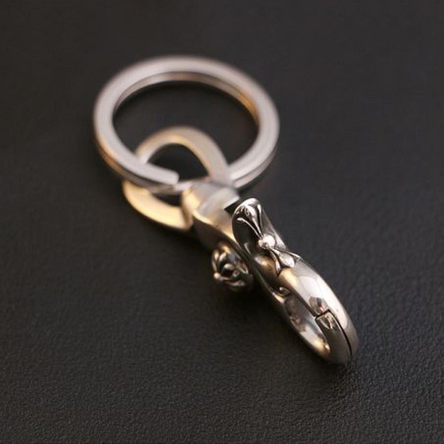 Chrome Hearts Style Gothic Cross Keychain Clip, Sterling Silver Key Clip, Punk Handmade Jewelry