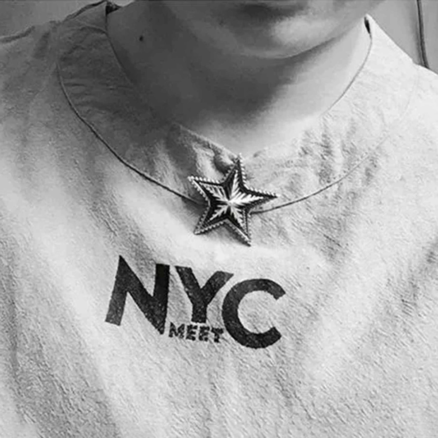 Sterling Silver Necklace Pendant, Cody Sanderson NAVAJO Big Star Pin Pendant, Punk Statement Charm