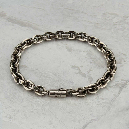 Chrome Hearts Letters Paper Chain Bracelet, Sterling Silver Punk Statement Bracelets
