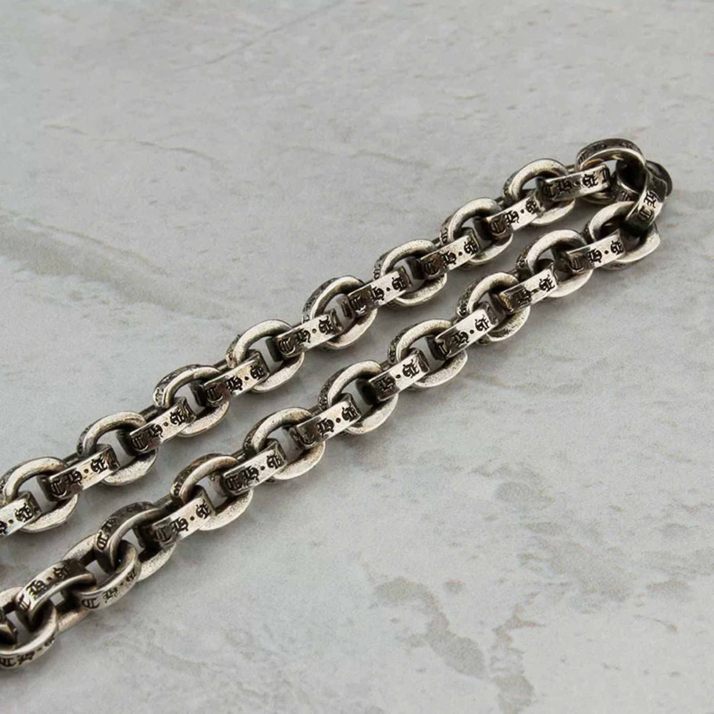 Chrome Hearts Letters Paper Chain Bracelet, Sterling Silver Punk Statement Bracelets
