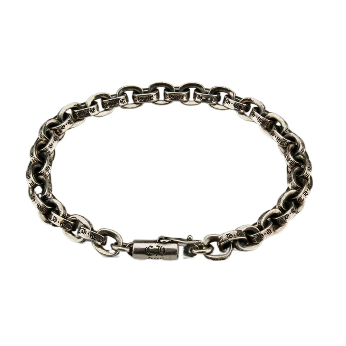 Chrome Hearts Letters Paper Chain Bracelet, Sterling Silver Punk Statement Bracelets