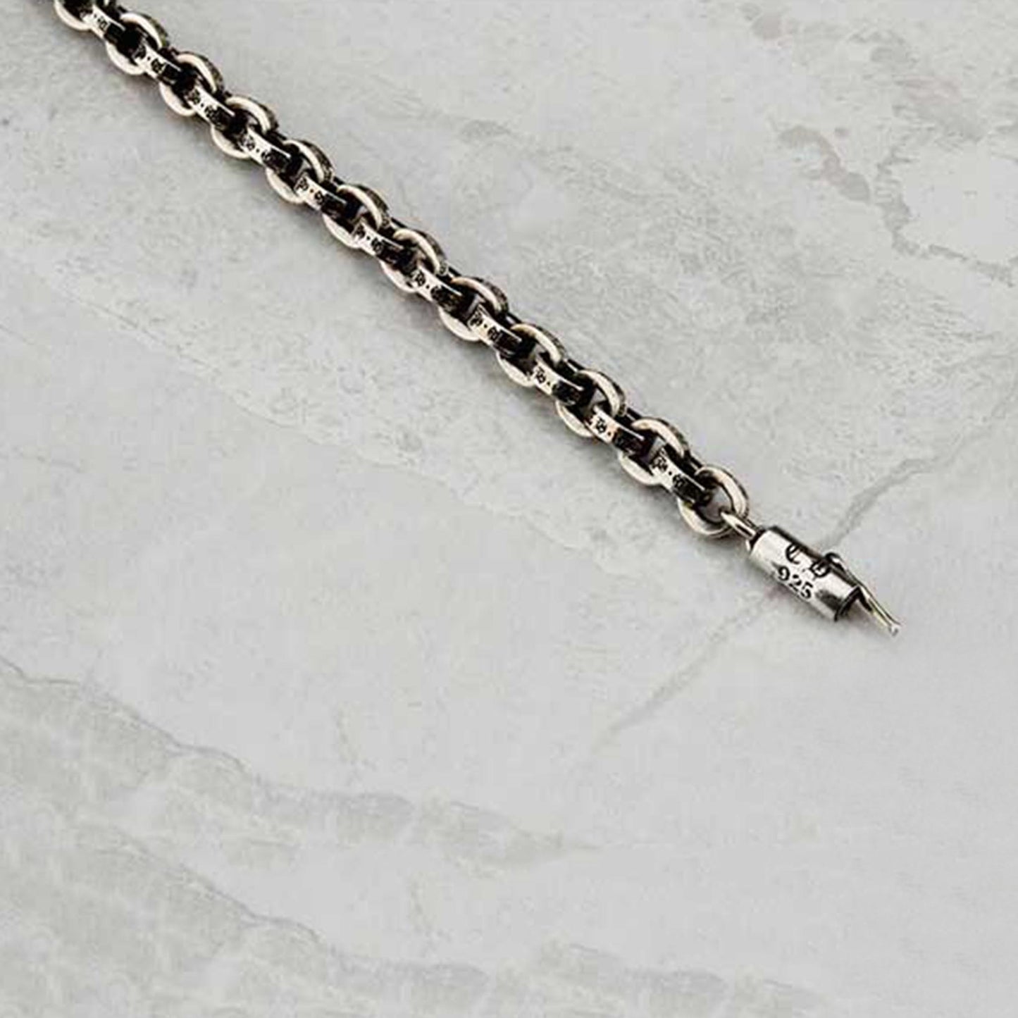 Chrome Hearts Letters Paper Chain Bracelet, Sterling Silver Punk Statement Bracelets