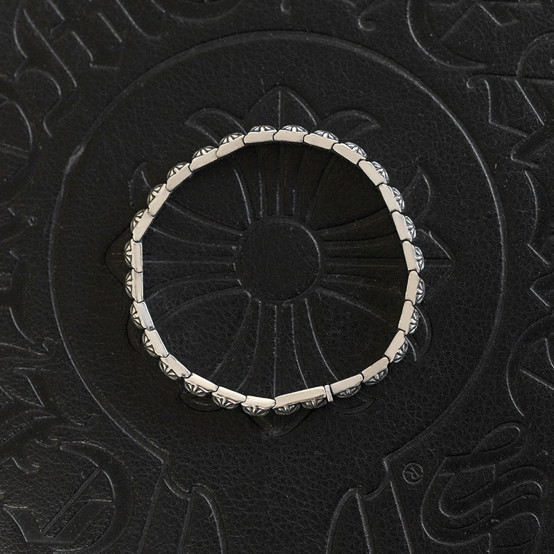 Chrome Hearts Style Square Tiny Cross Buckle Bracelet, Sterling Silver Punk Statement Bracelets