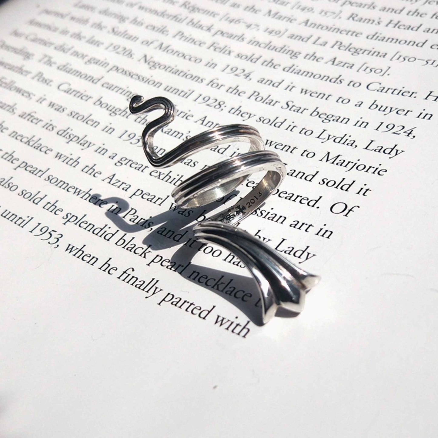 925 Silver Flower Tail Snake Shape Cross Ring, Chrome Hearts Punk Statement Ring for Couples