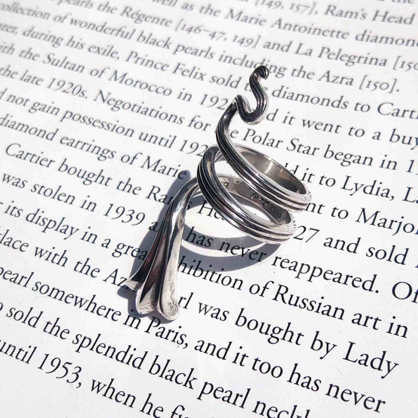 925 Silver Flower Tail Snake Shape Cross Ring, Chrome Hearts Punk Statement Ring for Couples