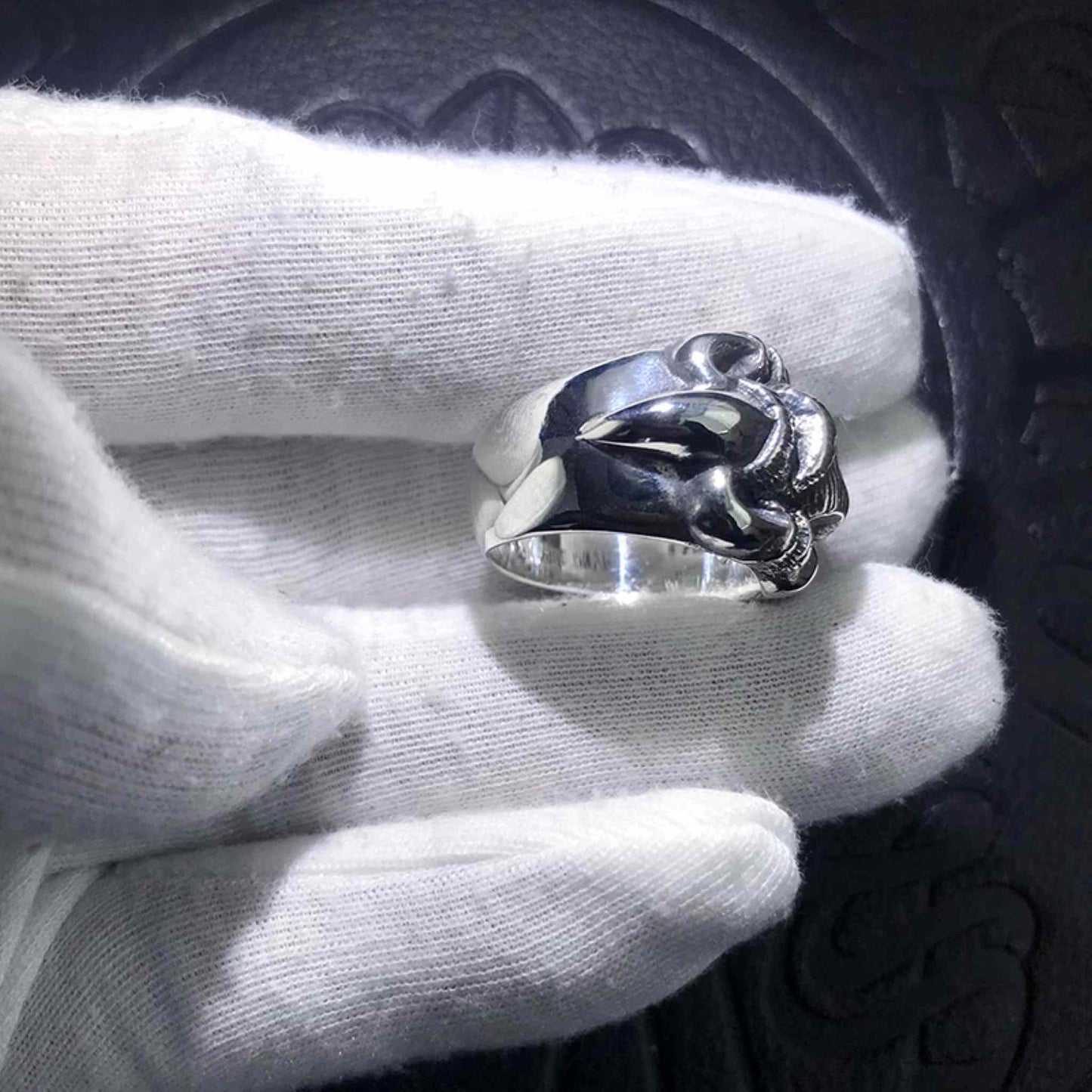 Chrome Hearts Bear Claw Shape Domineering Ring, 925 Silver Punk Statement Thick Ring