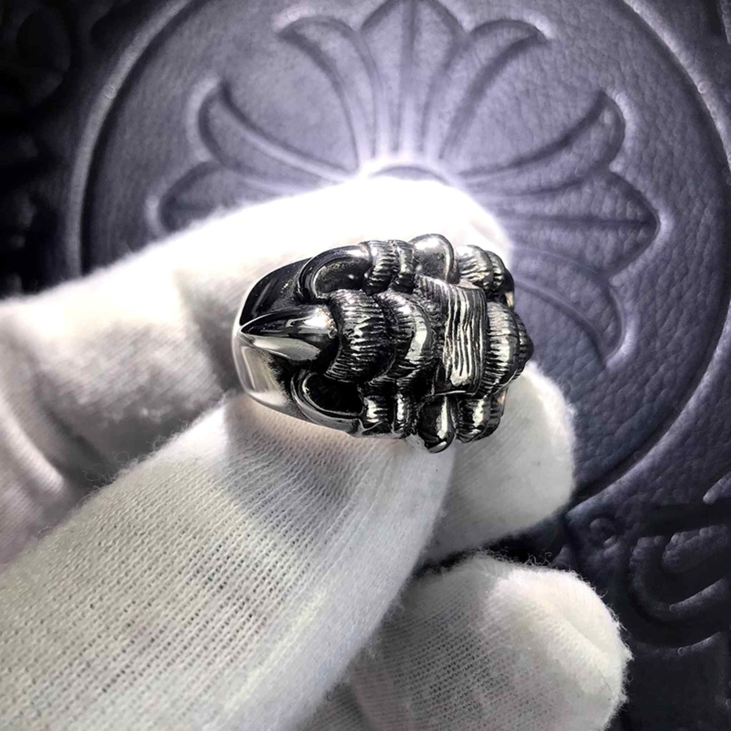 Chrome Hearts Bear Claw Shape Domineering Ring, 925 Silver Punk Statement Thick Ring