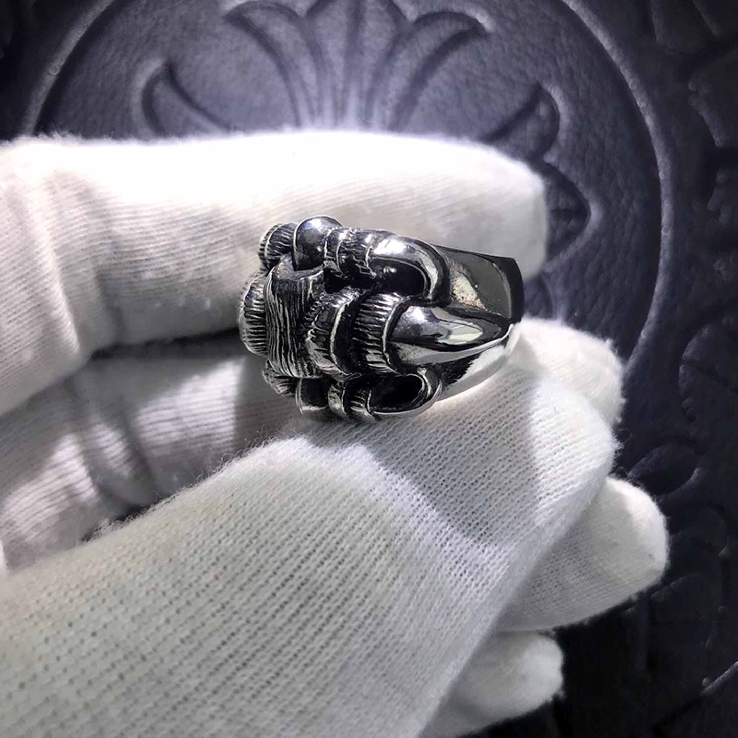 Chrome Hearts Bear Claw Shape Domineering Ring, 925 Silver Punk Statement Thick Ring