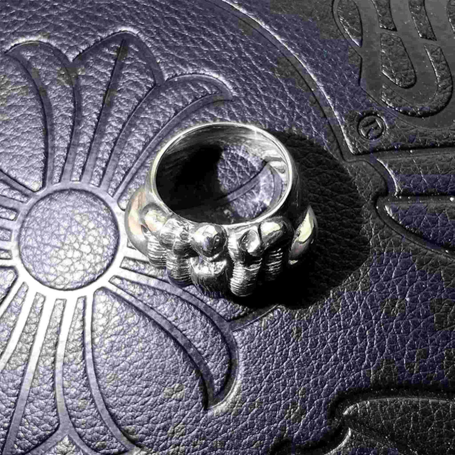 Chrome Hearts Bear Claw Shape Domineering Ring, 925 Silver Punk Statement Thick Ring