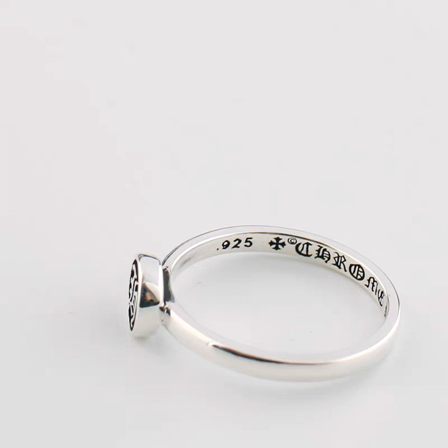 Sterling Silver Gothic Letter C & H Tail Ring, Chrome Hearts Punk Statement Silver Pinky Rings