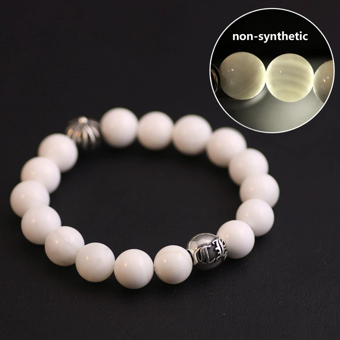 Chrome Hearts Cross & Letters Beads Bracelet, White Shell & Solid Silver Ball Chain Bracelets