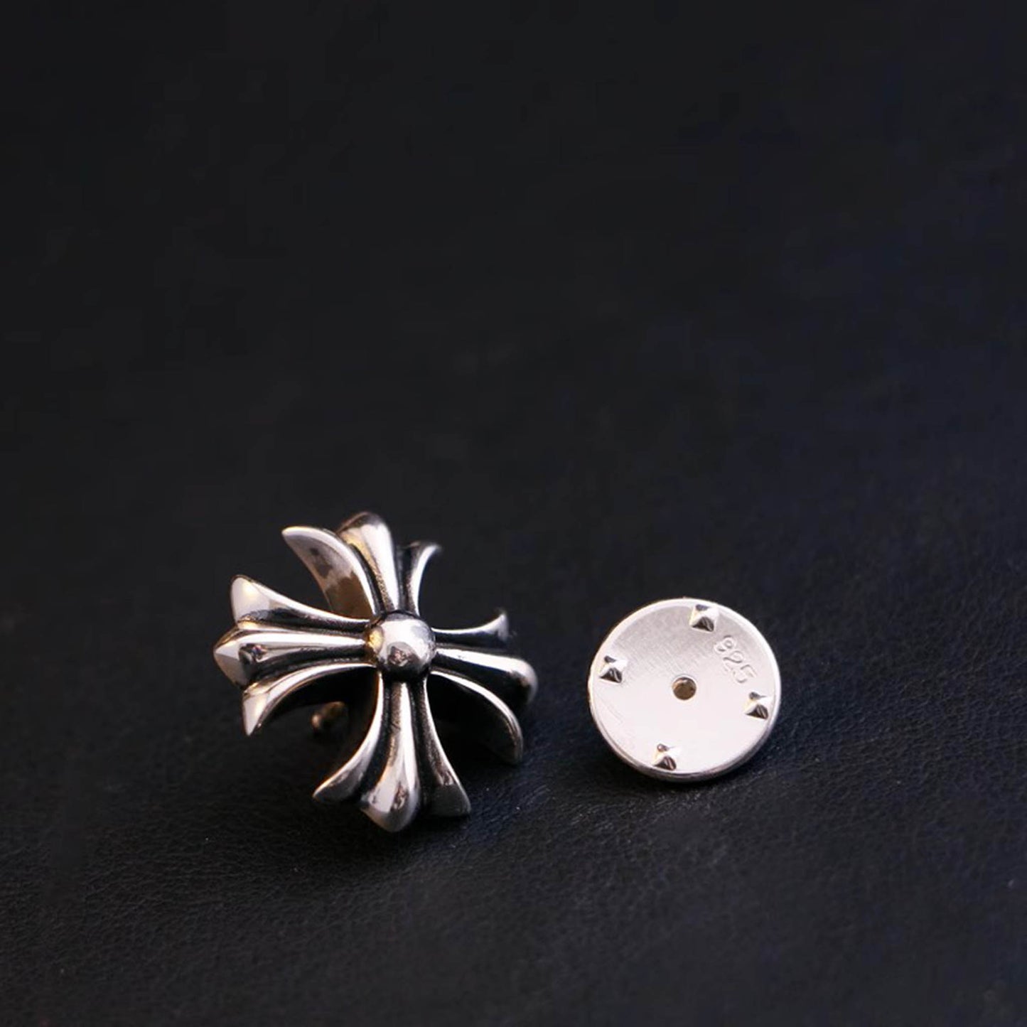 Chrome Hearts Gothic Cross Brooch Pin, Punk Statement Sterling Silver Accessories