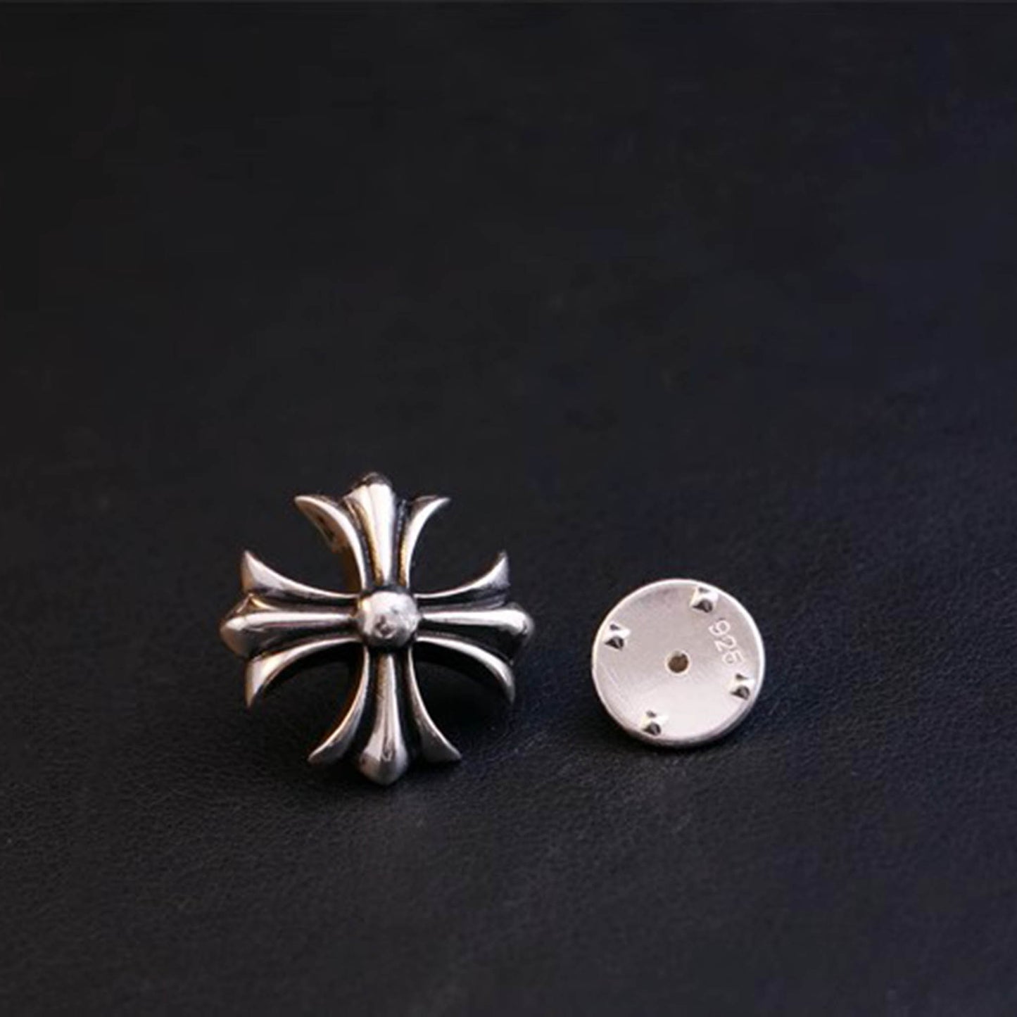 Chrome Hearts Gothic Cross Brooch Pin, Punk Statement Sterling Silver Accessories