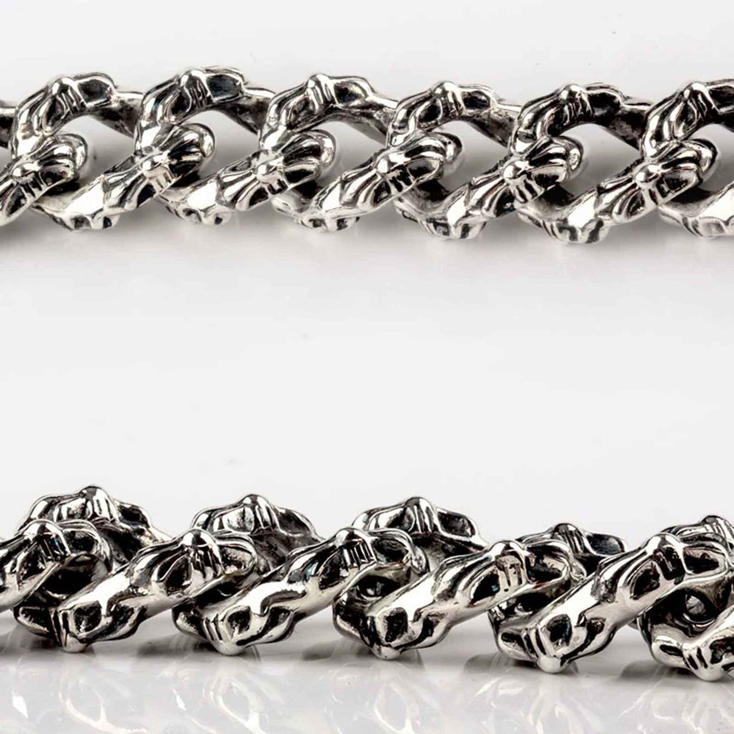 Chrome Hearts Style Cross Cuban Link Chunky Bracelet, 925 Silver Punk Statement Clip-on Chain Bracelets