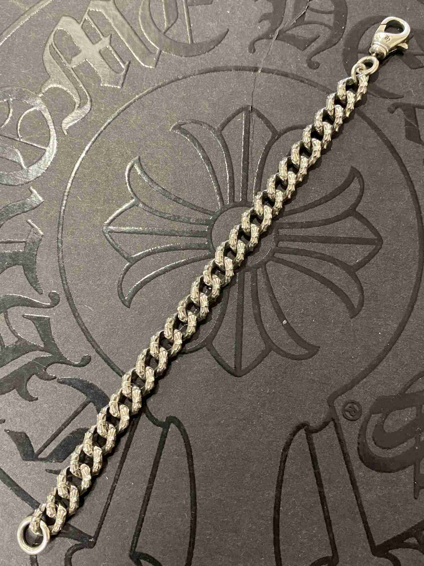 Chrome Hearts Style Cross Cuban Link Bracelet, 925 Silver Punk Statement Chain Bracelets