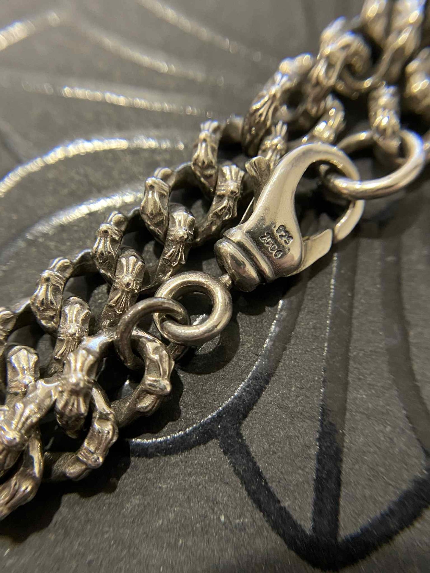 Chrome Hearts Style Cross Cuban Link Bracelet, 925 Silver Punk Statement Chain Bracelets
