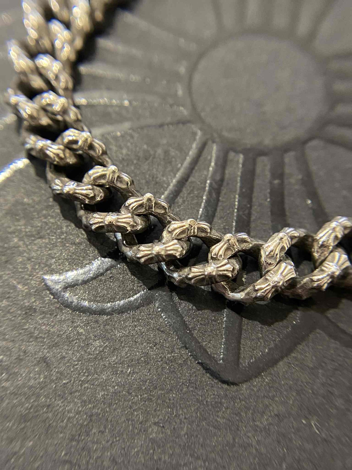 Chrome Hearts Style Cross Cuban Link Bracelet, 925 Silver Punk Statement Chain Bracelets