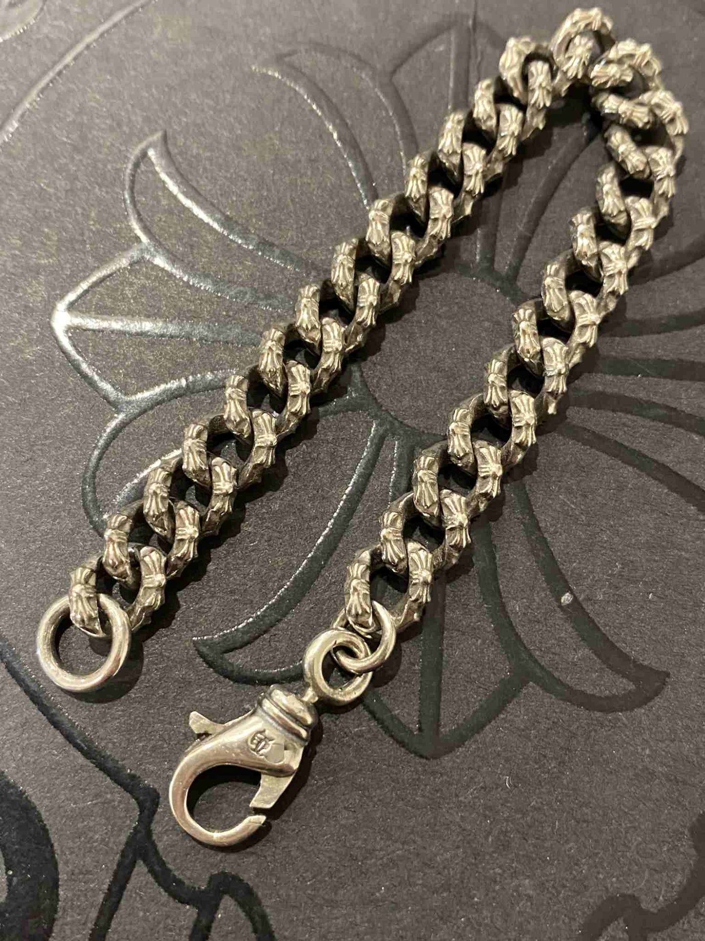 Chrome Hearts Style Cross Cuban Link Bracelet, 925 Silver Punk Statement Chain Bracelets