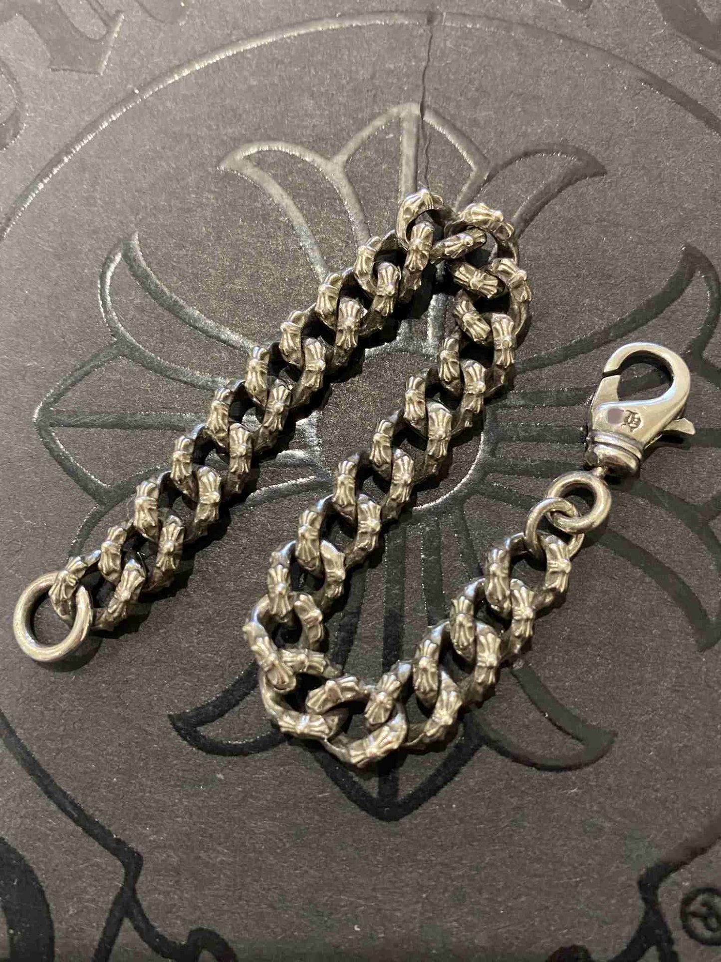 Chrome Hearts Style Cross Cuban Link Bracelet, 925 Silver Punk Statement Chain Bracelets