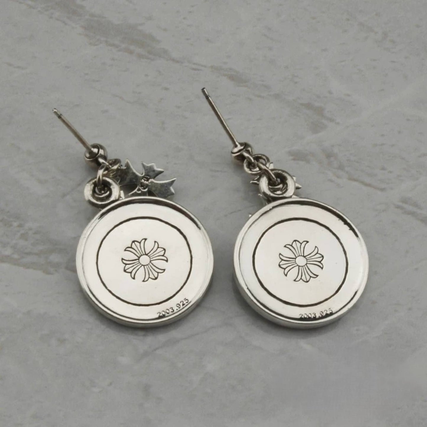 Chrome Hearts Cross & Dagger Three Pendants Drop Earring, CH Sterling Silver Punk Statement Dangle Earrings