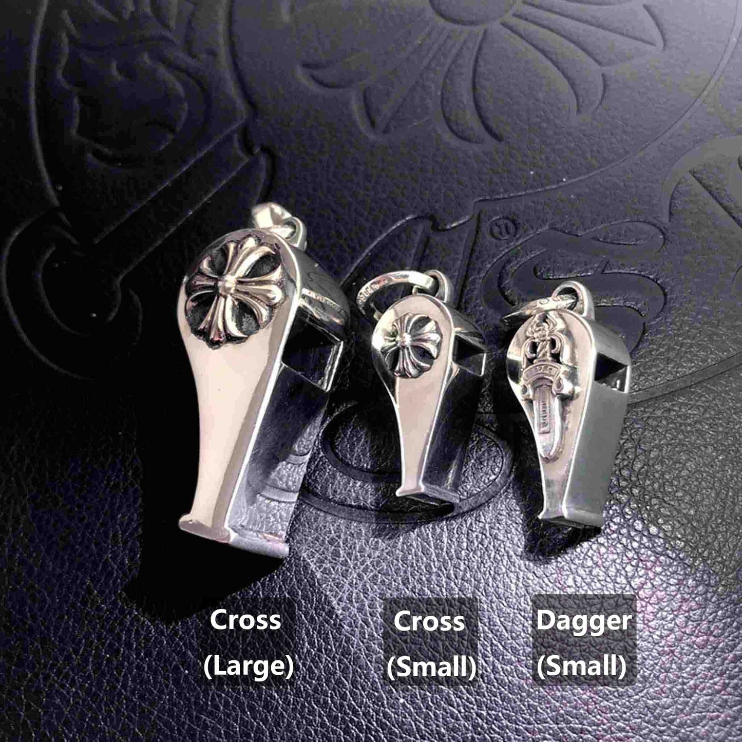 Chrome Hearts Gothic Cross & Dagger Whistle Pendants, 925 Silver Punk Statement Charms