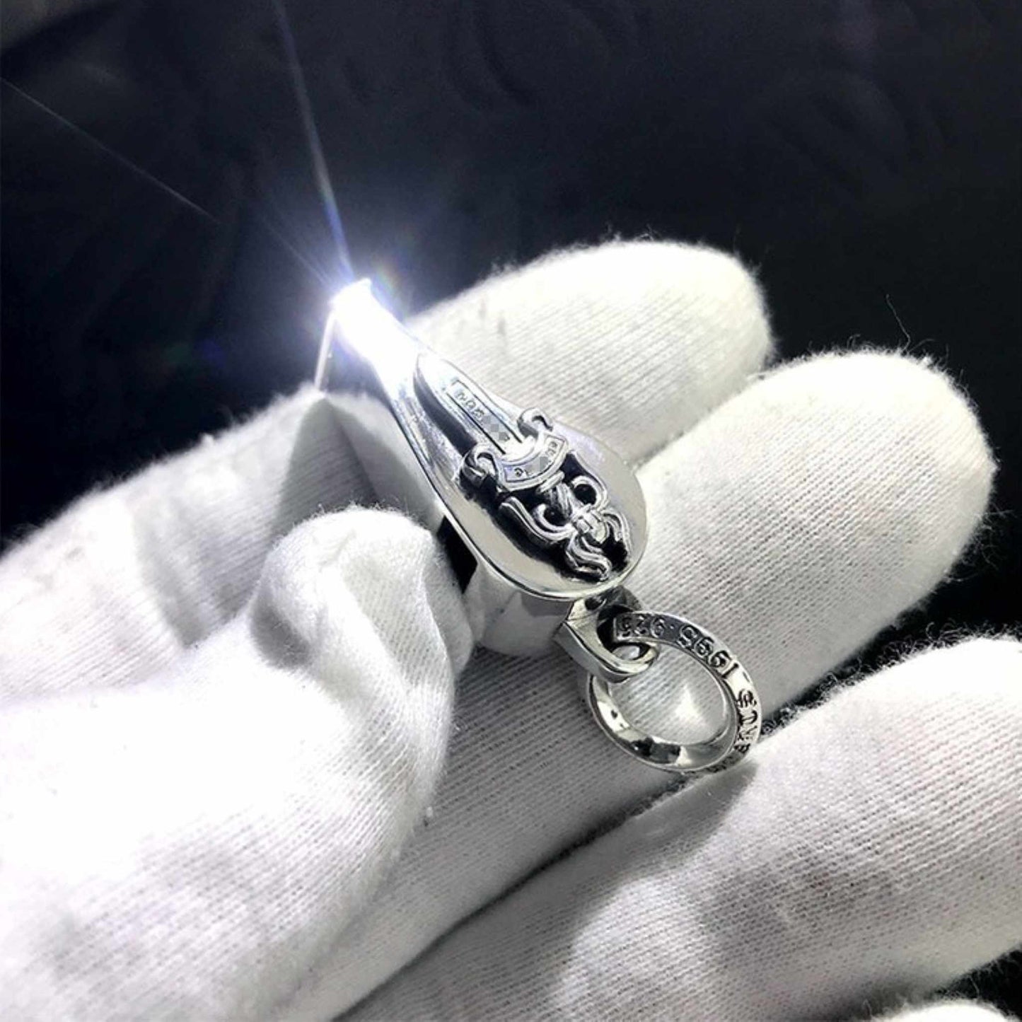 Chrome Hearts Gothic Cross & Dagger Whistle Pendants, 925 Silver Punk Statement Charms