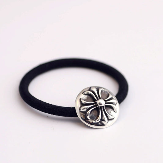 Chrome Hearts Cross Hair Ties & Bracelets, Sterling Silver Punk Statement Ponytail Holder