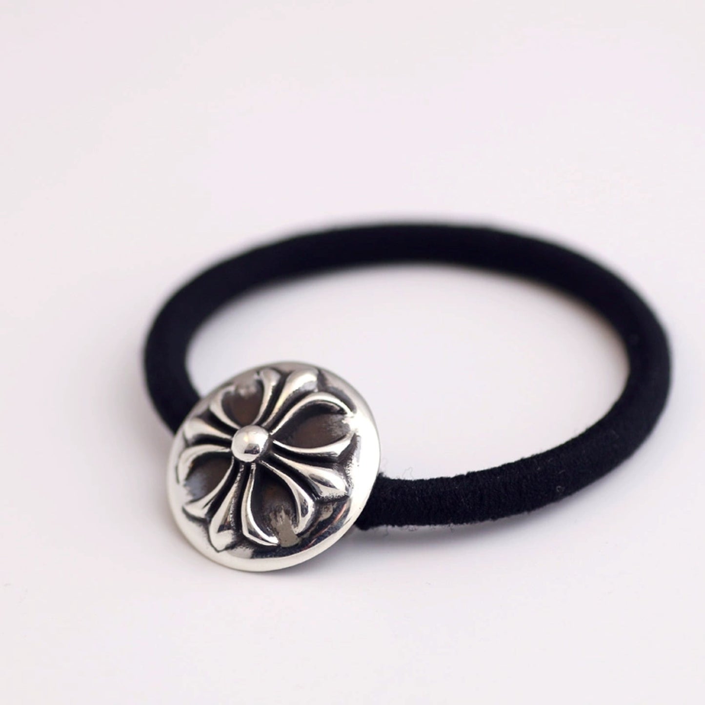 Chrome Hearts Cross Hair Ties & Bracelets, Sterling Silver Punk Statement Ponytail Holder