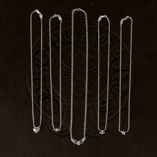 Chrome Hearts Cross, Heart, Star, Foti Skeleton Clavicle Chain Necklace, 925 Silver Statement Necklaces with Charms