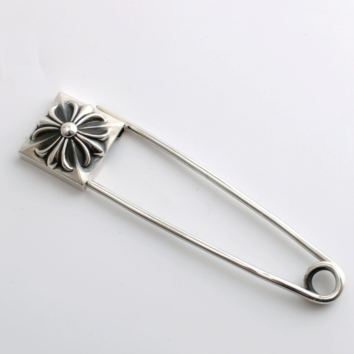 Chrome Hearts Gothic Cross Large Brooch Pin Clip, Punk Statement Sterling Silver Accessories