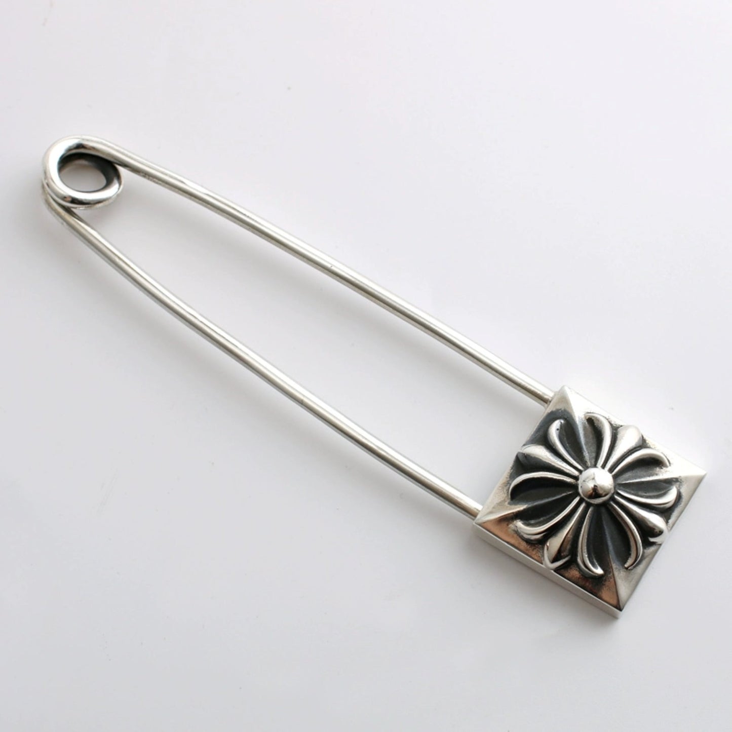 Chrome Hearts Gothic Cross Large Brooch Pin Clip, Punk Statement Sterling Silver Accessories