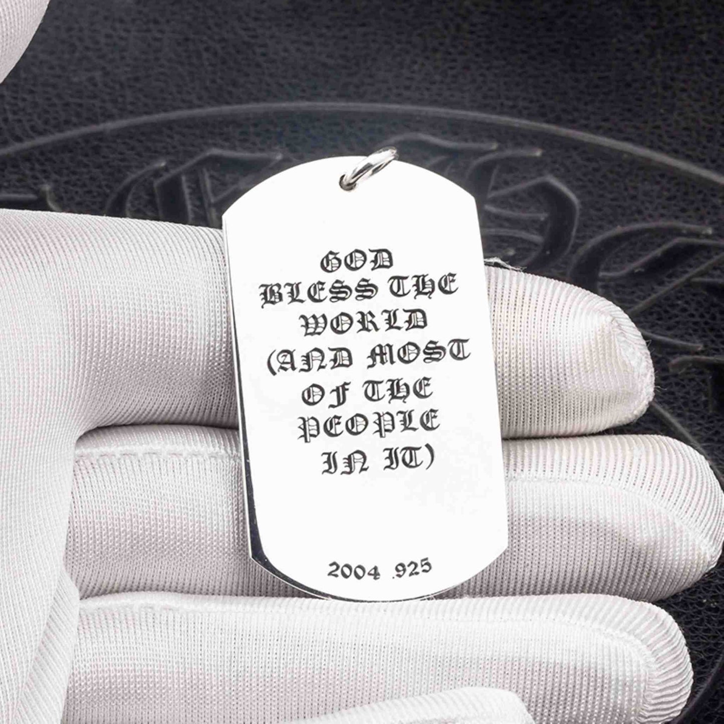 Chrome Hearts Multiple Crosses & Logo Military Dog Tag Necklace Pendant, Punk Statement 925 Silver Charm