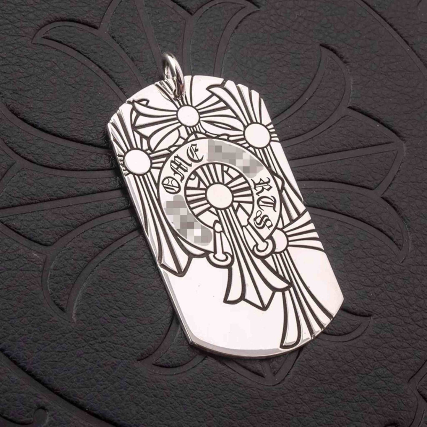 Chrome Hearts Multiple Crosses & Logo Military Dog Tag Necklace Pendant, Punk Statement 925 Silver Charm