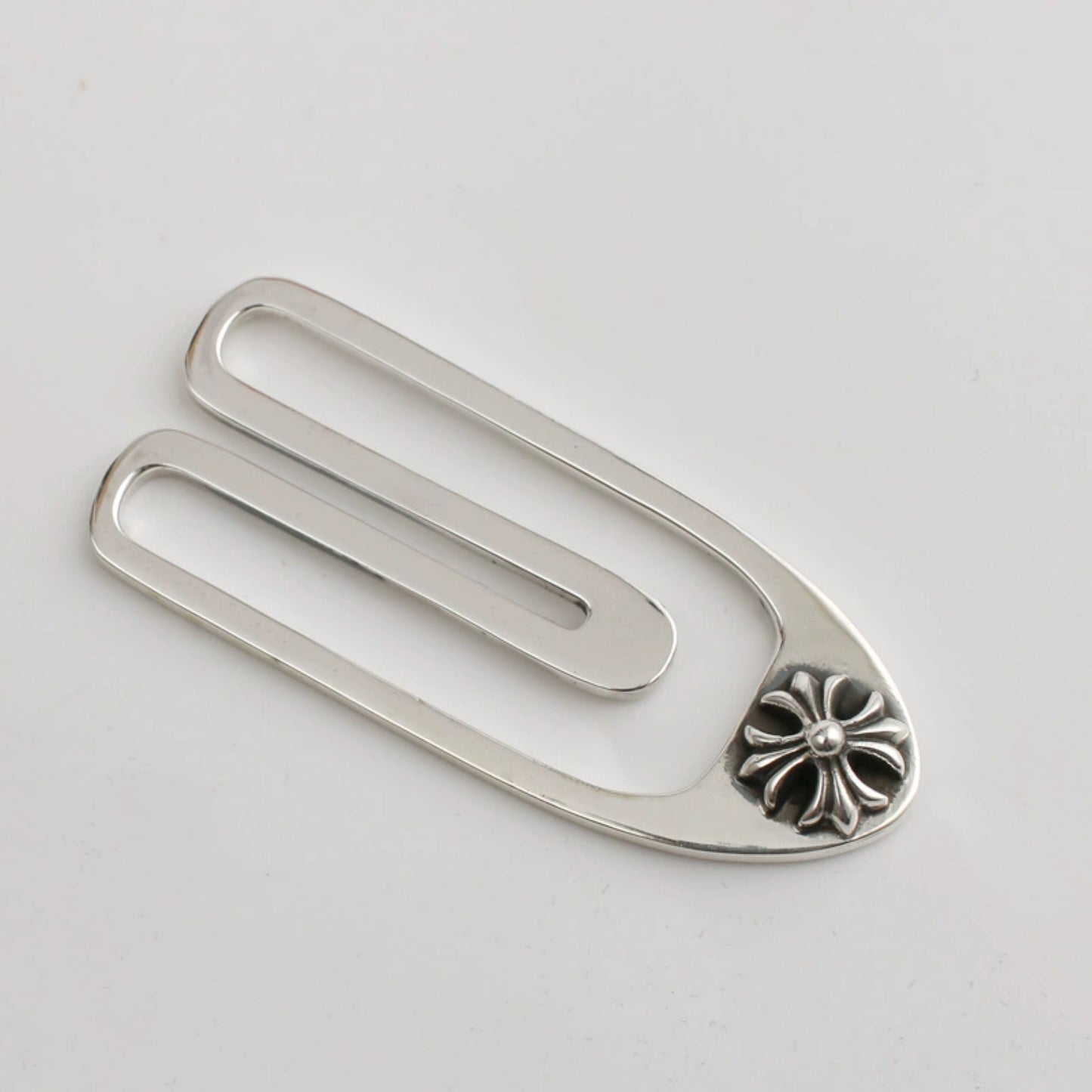 Chrome Hearts Cross Flower Money Clip, Punk Statement Sterling Silver Accessories