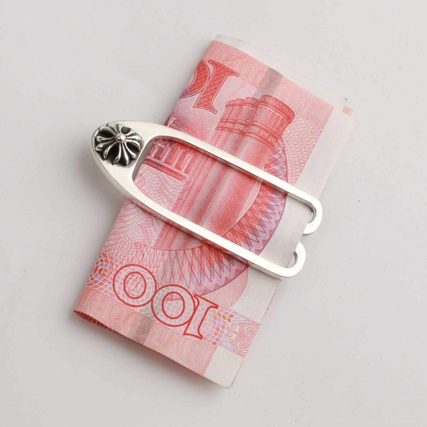 Chrome Hearts Cross Flower Money Clip, Punk Statement Sterling Silver Accessories