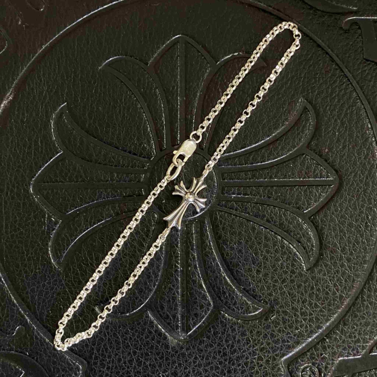 Chrome Hearts Cross Roll Chain Bracelet, Sterling Silver Punk Statement Bracelets
