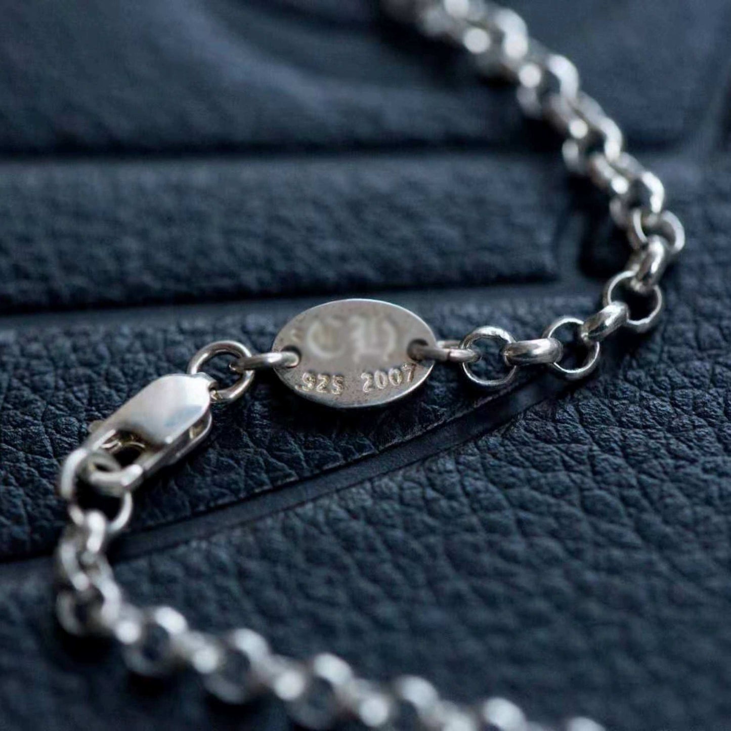 Chrome Hearts Cross Safety Pin Necklace, Sterling Silver Roll Chain Necklace with Paper Clip