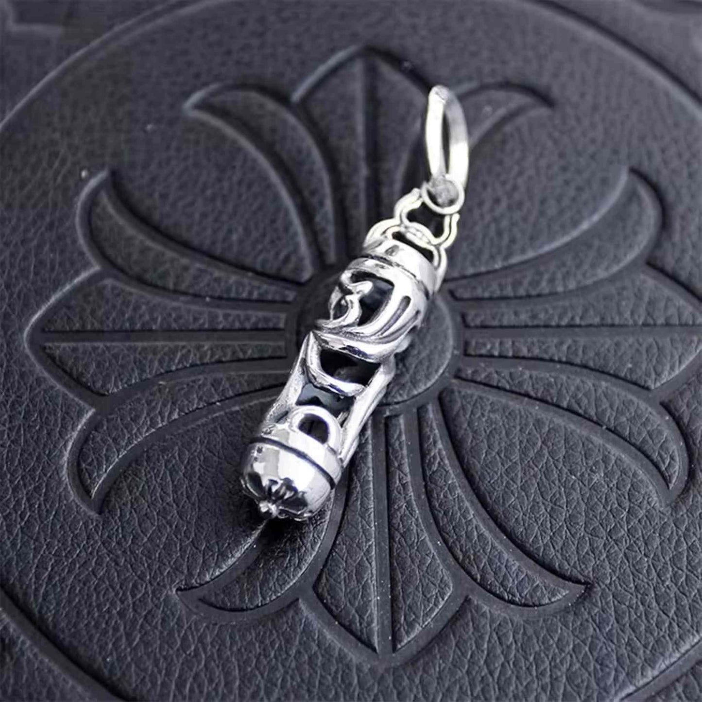 Chrome Hearts Cross & Scout Flower Necklace Pendant, 925 Silver Punk Statement Charm