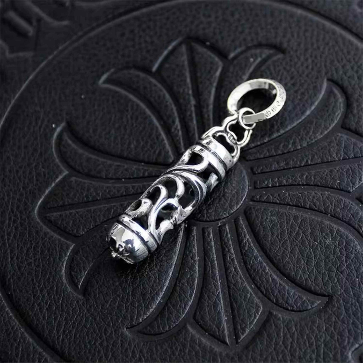 Chrome Hearts Cross & Scout Flower Necklace Pendant, 925 Silver Punk Statement Charm