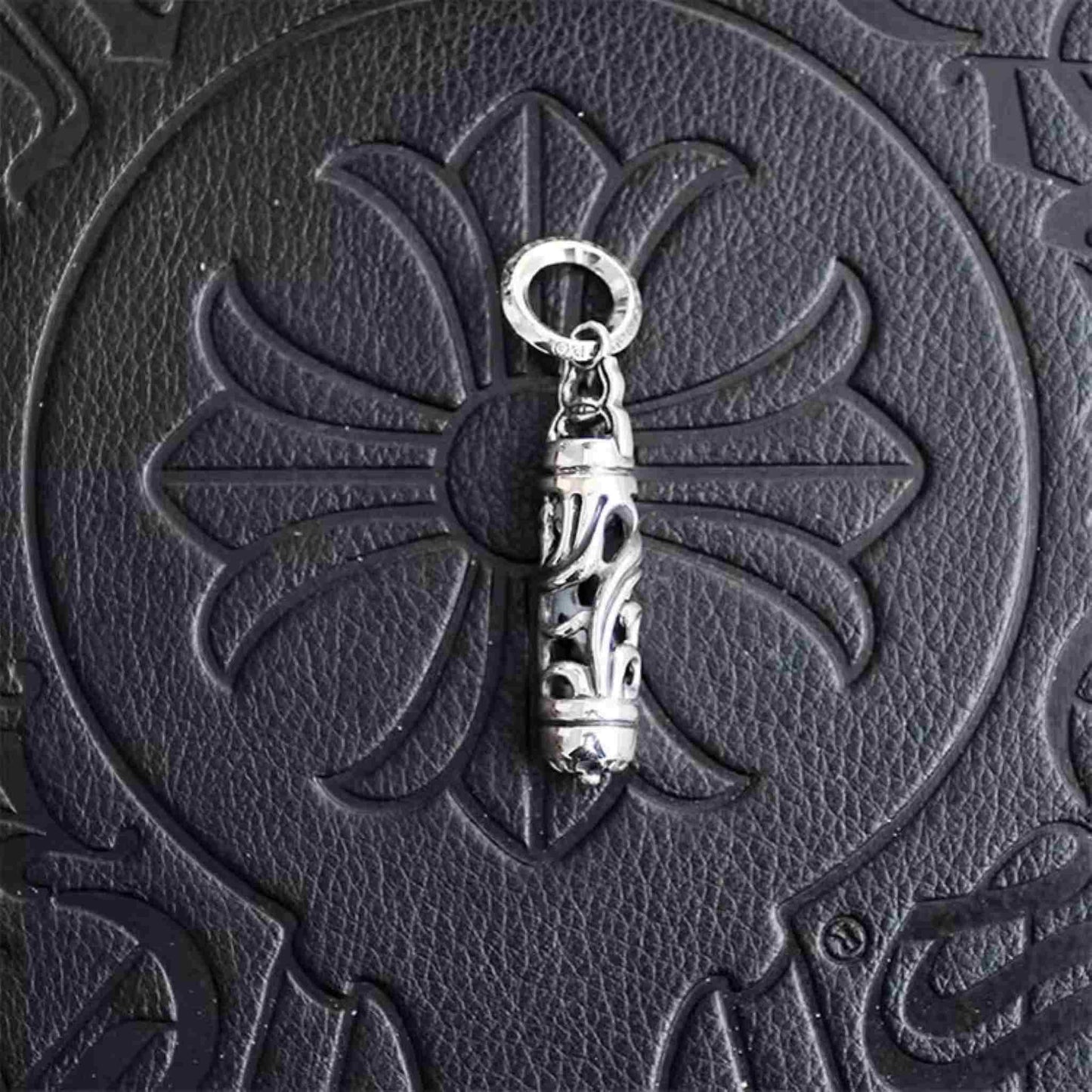 Chrome Hearts Cross & Scout Flower Necklace Pendant, 925 Silver Punk Statement Charm