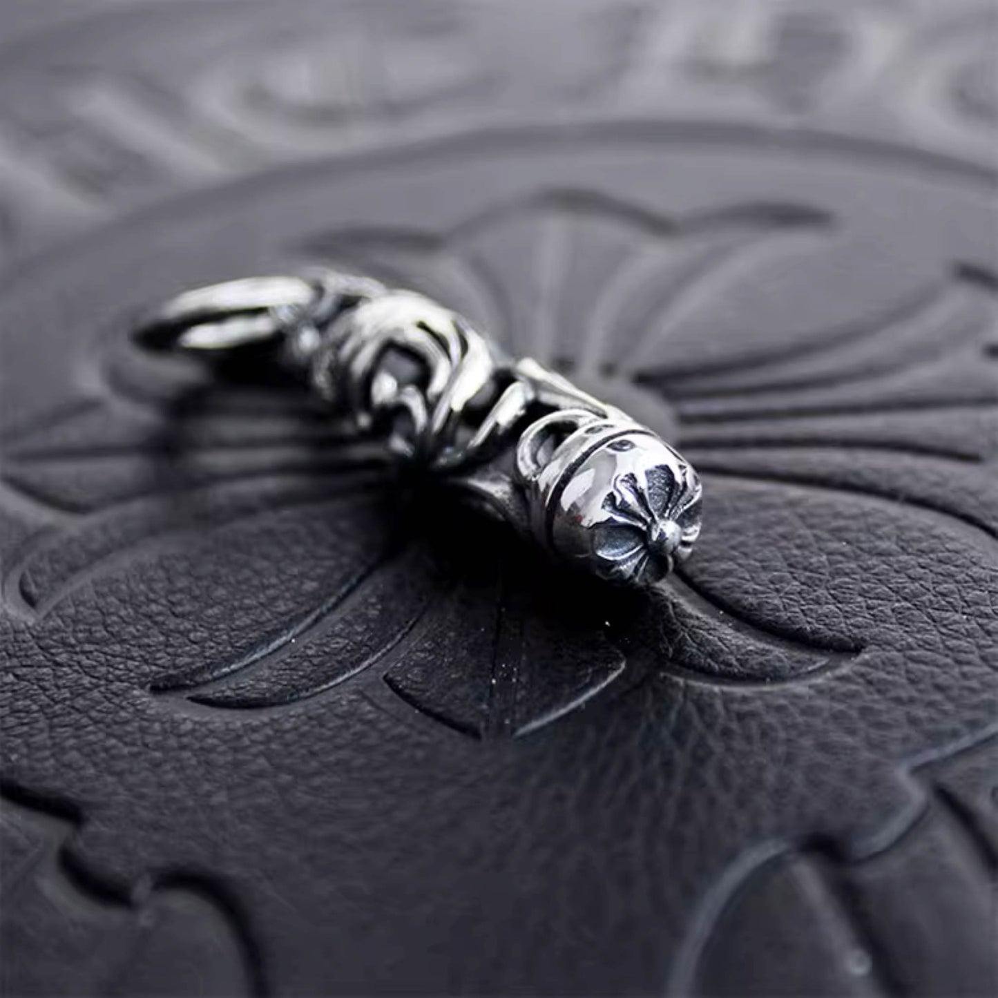 Chrome Hearts Cross & Scout Flower Necklace Pendant, 925 Silver Punk Statement Charm