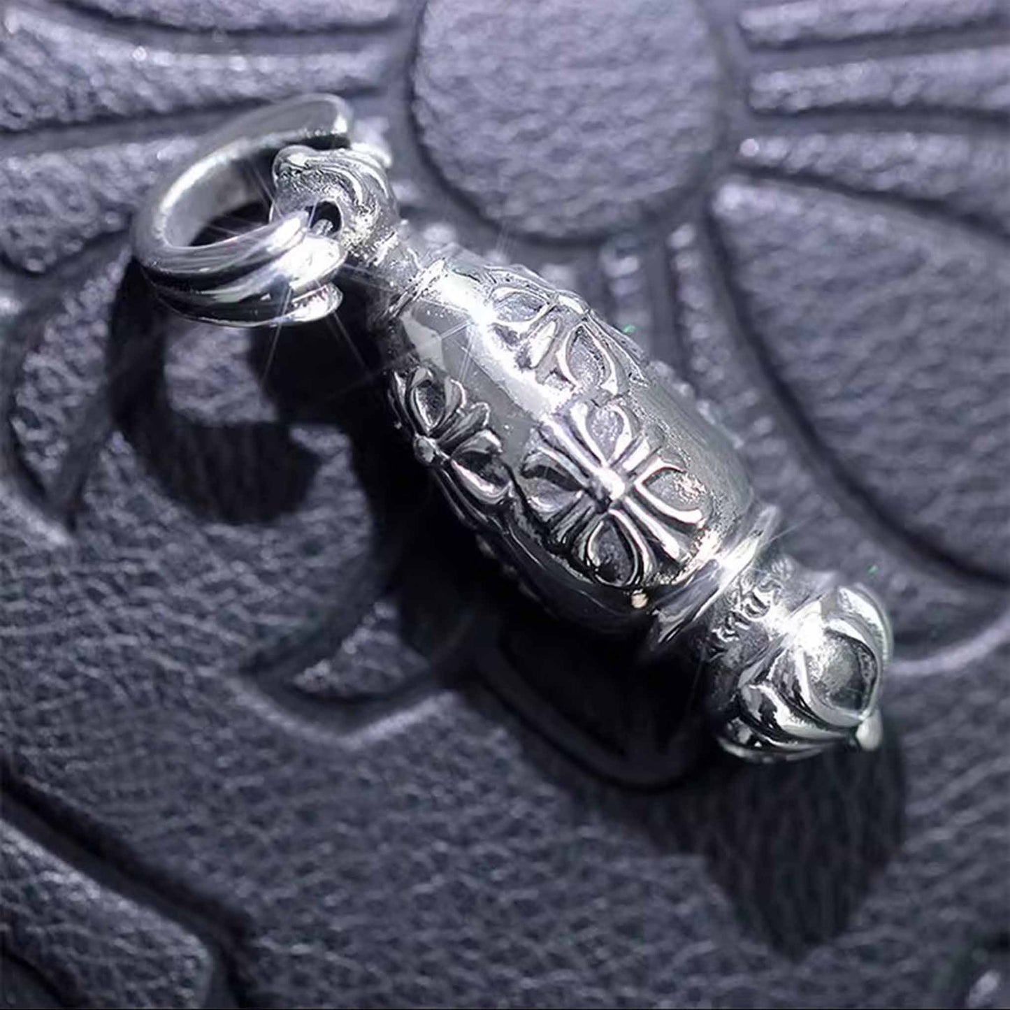 Chrome Hearts Cross & Scout Flower Necklace Pendant, 925 Silver Punk Statement Charm