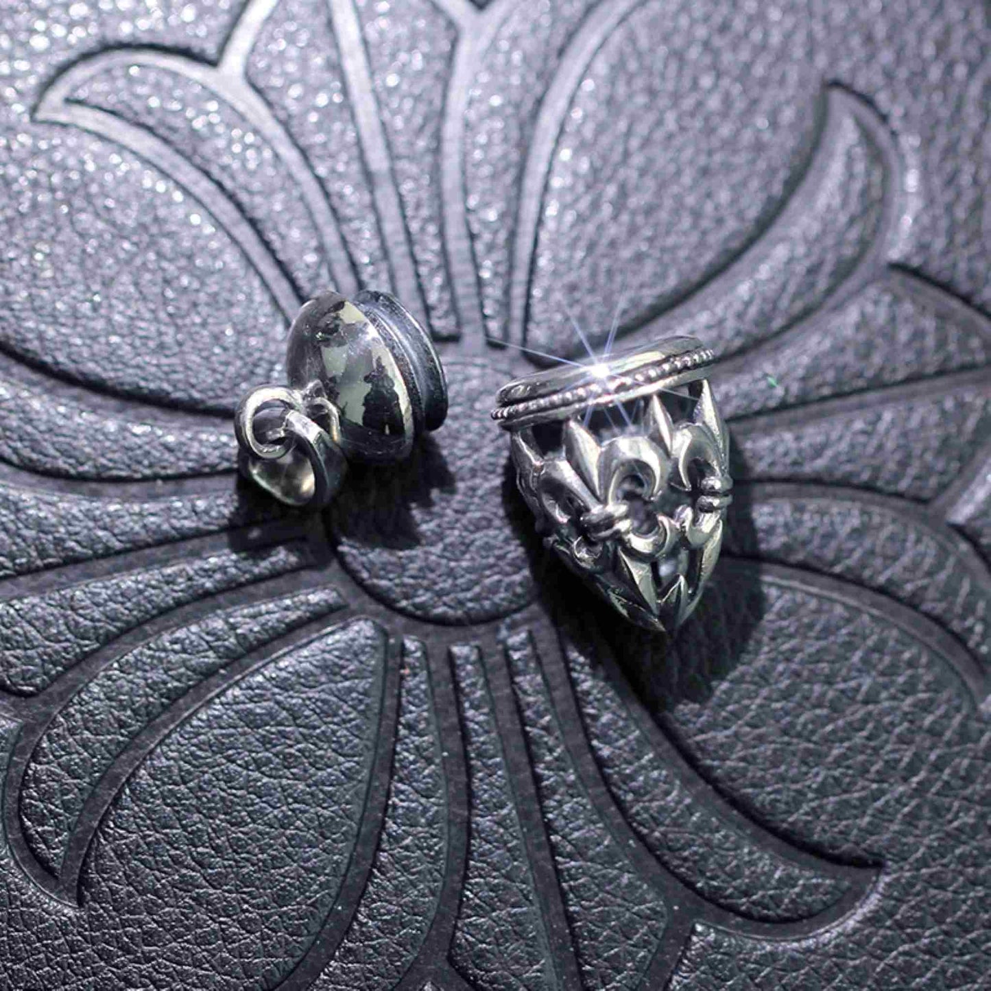 Chrome Hearts Cross & Scout Flower Necklace Pendant, 925 Silver Punk Statement Charm